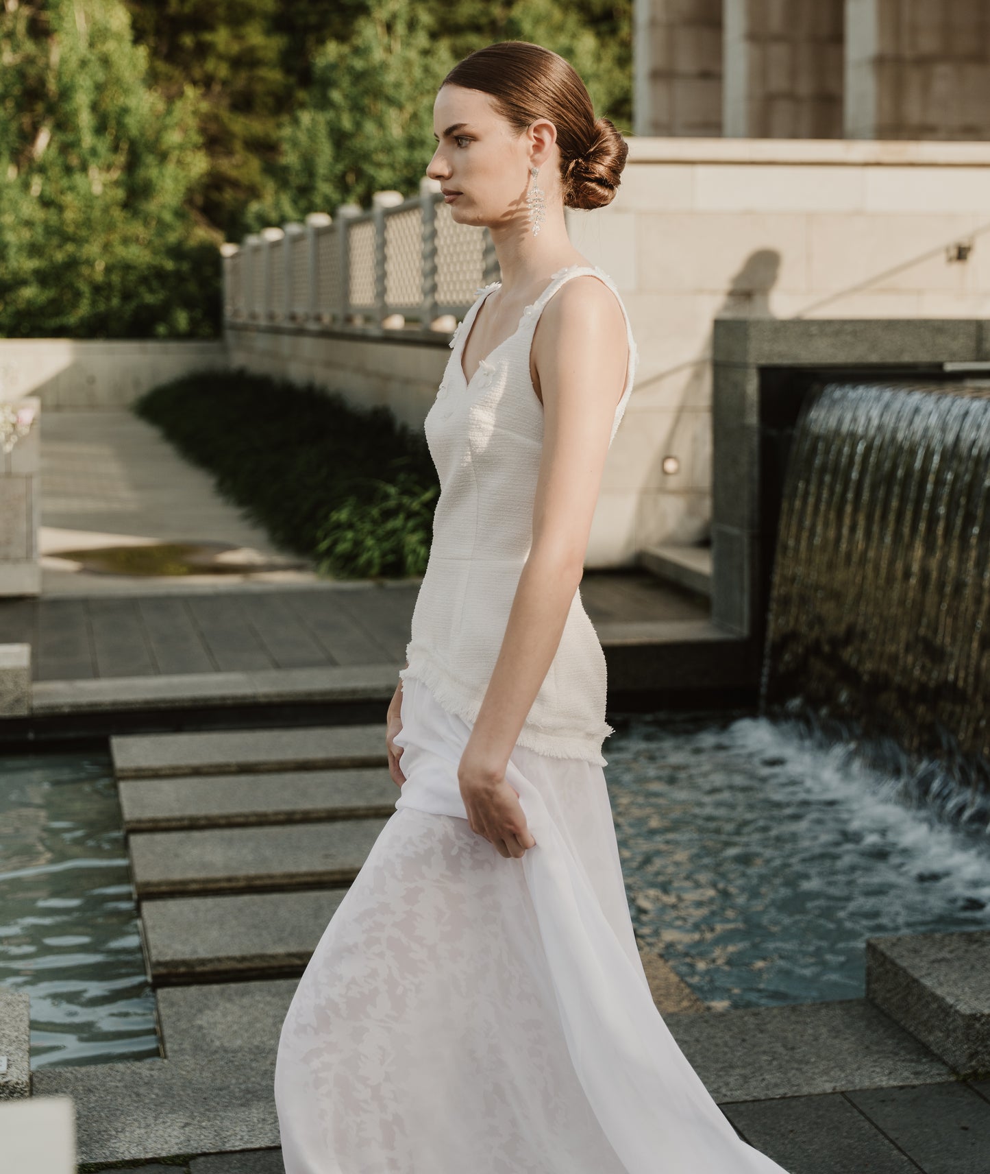 Luxe tweed lace and chiffon wedding dress custom dress