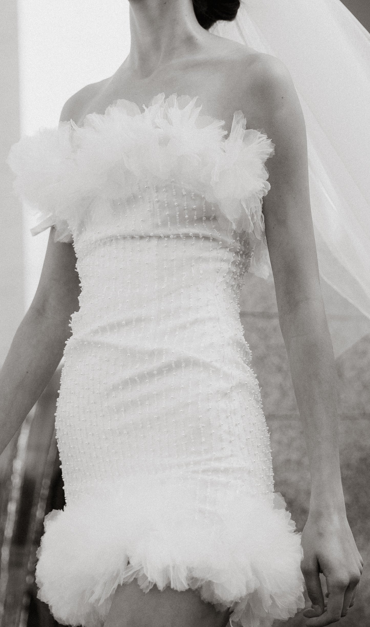 BEADED LACE BRIDAL MINI DRESS
