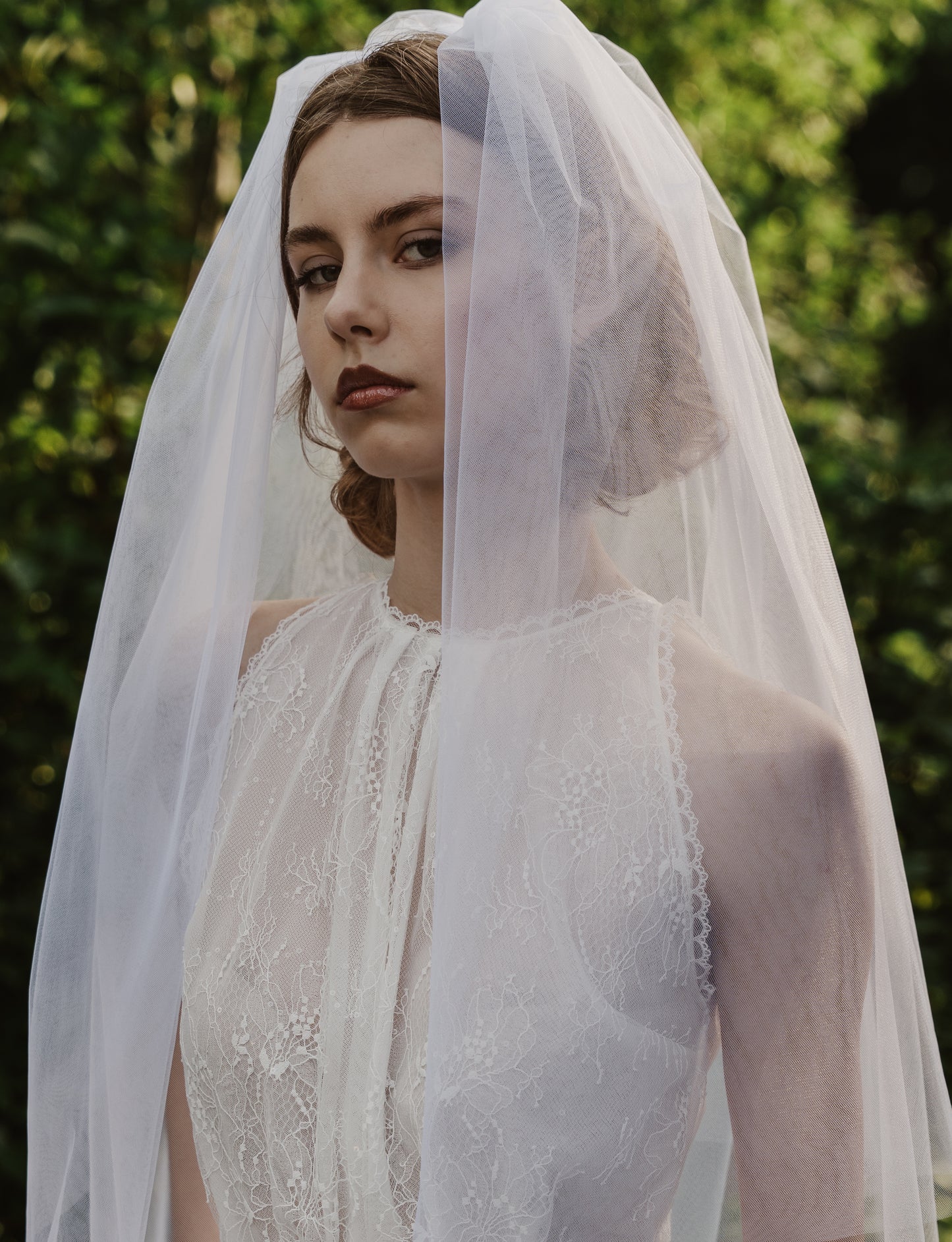 CALF LENGTH CHANTILLY LACE WEDDING DRESS