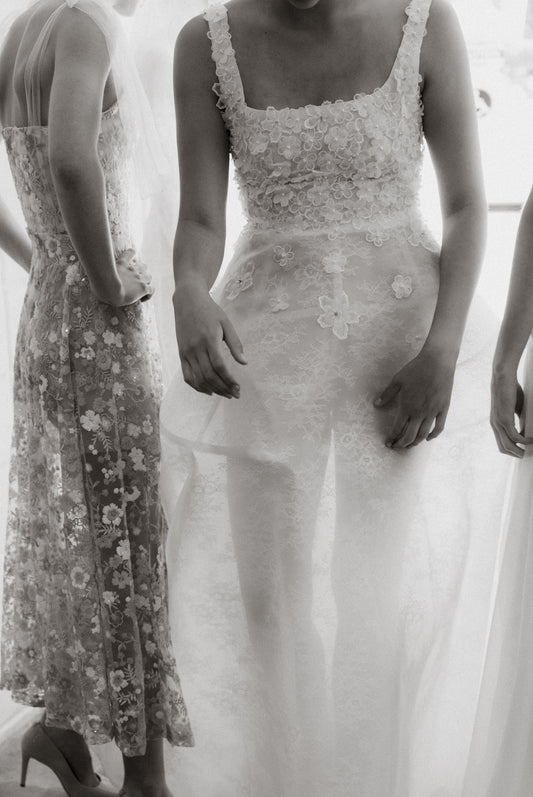Flowing A-line skirt made from sheer organza layers
