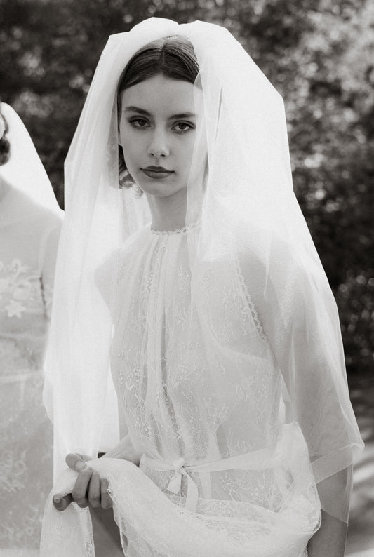 CALF LENGTH CHANTILLY LACE WEDDING DRESS