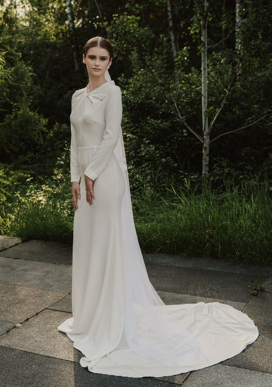 Twist bodice wedding dress