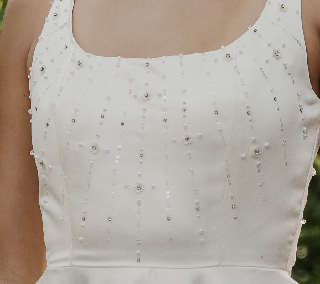 Bead, sequin and rhinestone detail wedding dress
